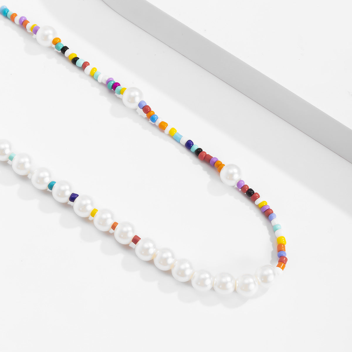 Pearl & Multi-Colored Rice Beads Necklace - Damned Threads